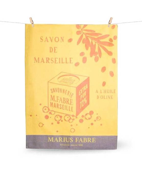 Buy the authentic Yellow "Savon de Marseille" tea towel