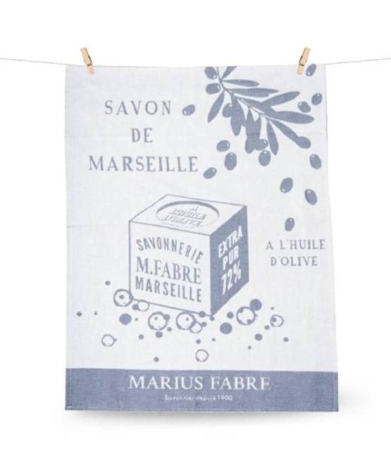 Acheter l'authentique Torchon en coton tissé, bleu gris