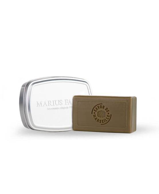 Compre lo auténtico Jabón de Marsella de aceite de oliva de 100 g y caja de aluminio