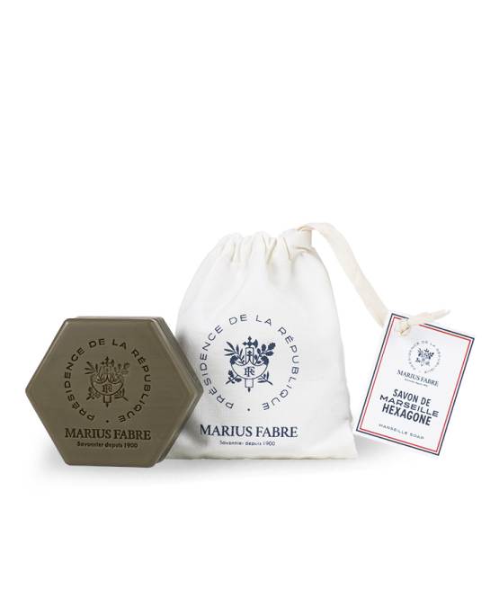 Buy the authentic Marius Fabre x Elysée - Hexagone Marseille soap, 100% olive oil and its bag
