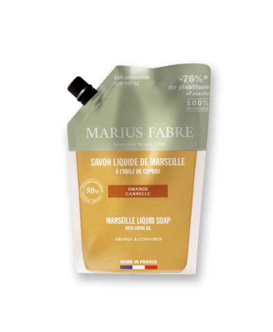 Acheter l'authentique Savon liquide de Marseille, Orange-Cannelle, Éco-recharge 1L